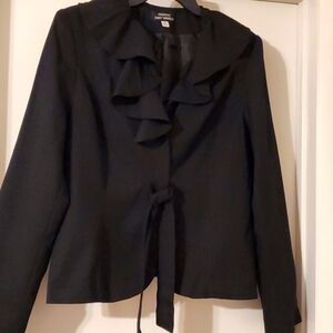 Chic Black Ruffled Blazer